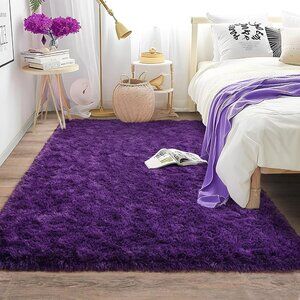 Rug - Purple Area Rug Accent Carpet - Size 4x6 - Machine Washable